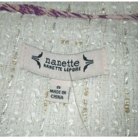 NANETTE LEPORE CLAPTON BOUCLE JACKET CREAM & GOLD TWEED SZ.S NWT - Picture 8 of 12
